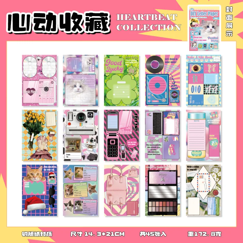 

Mr. Paper, 45 листов/книжка, книга из креативного материала для пищевых вечеринок, 3D выдвижная карточка, бумага для сообщений, декоративная Скрапбукинг