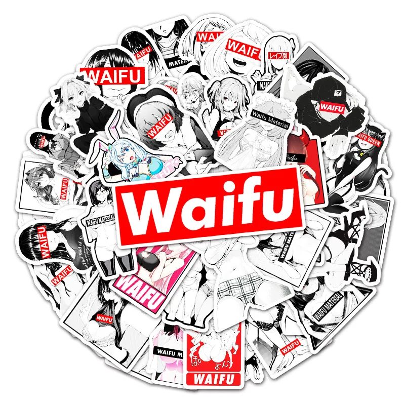 

51 шт., водостойкая наклейка waifu Sexy Girls graffiti