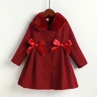 girls woolen coat jacket cotton%c2%a0outwear 2022 ribbon warm thicken plus velvet winter autumn high quality childrens clothing