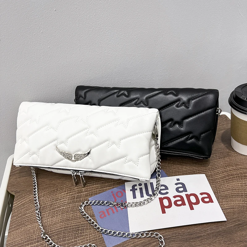 

Crossbody Leather Personality Wings Decorated ChainShoulder Bags Sac A Main New Bags For Women Messenger purses and handbags