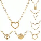 Ожерелья из нержавеющей стали для женщин, ожерелье с подвеской в виде Елизаветы, замок ожерелья, сердце ожерелье короткая цепочка, ожерелья, ювелирные изделия в подарок