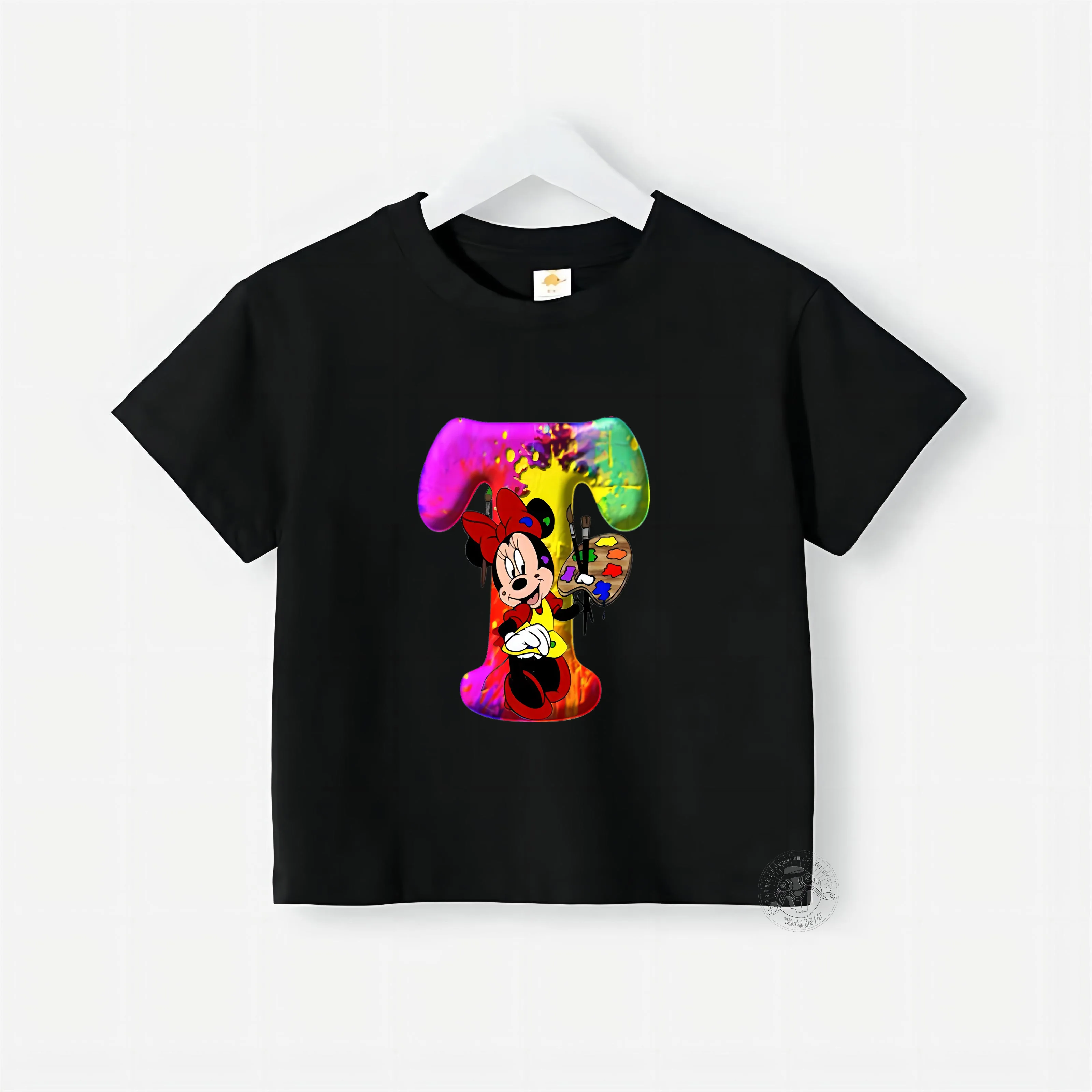 Футболка с коротким рукавом и круглым вырезом для мальчиков девочек из 100% хлопка