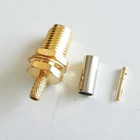 1x new rf connector sma female plug crimp for rg316 rg174 rg179 lmr100 cable with o ring bulkhead panel nut brass
