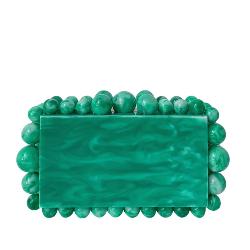 

Fashion Acrylic Beading Box Clutch Bag Designer Women Evening Bag Luxury Small Party Purses Marble Shoulder Crossbody Bags 2022