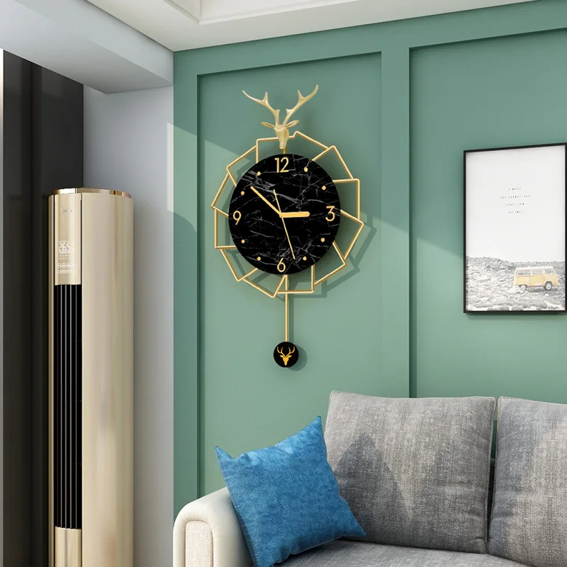 

Wall Clocks Modern Minimalist Light Luxury Wall Clocks Fashion Deer-shaped Decoration Home Living Room Wall Clocks