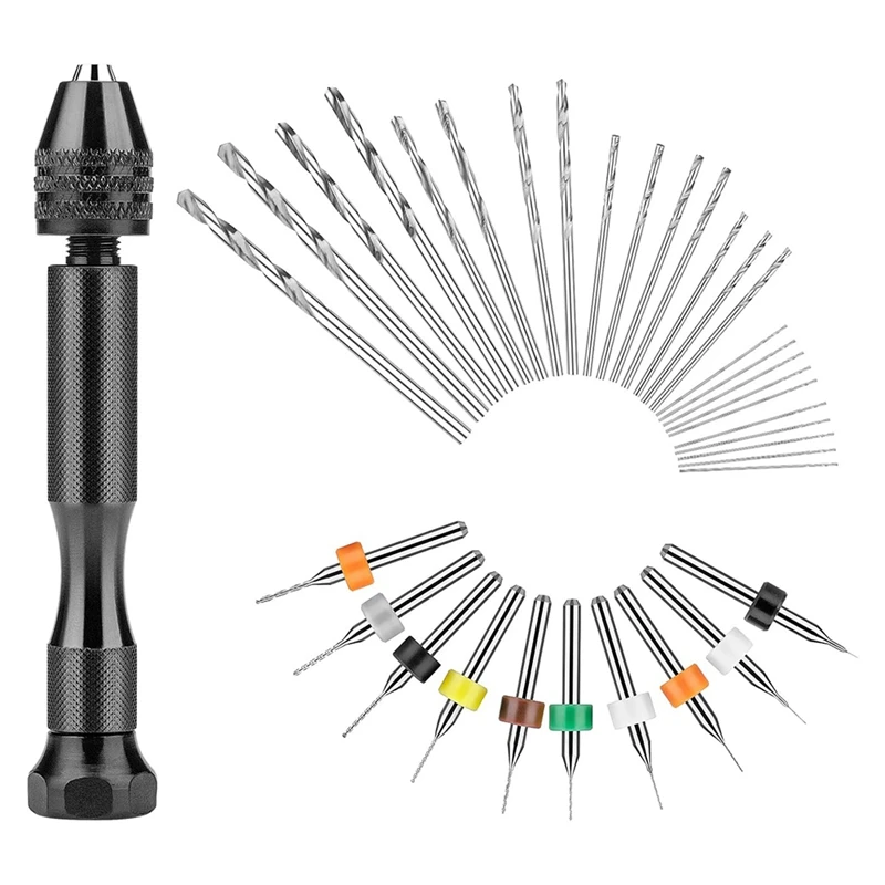 Hand Drill Set 25PCS Twist Bits And 10PCS PCB Mini Jewelry Drilling Tool For Resin Polymer Clay