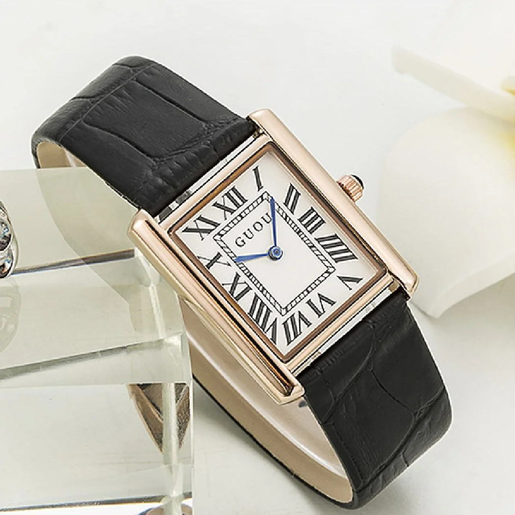 

NEW Authentic Korean Edition Watch Rectangular Belt Retro Rome Scale Quartz Watch Wholesale