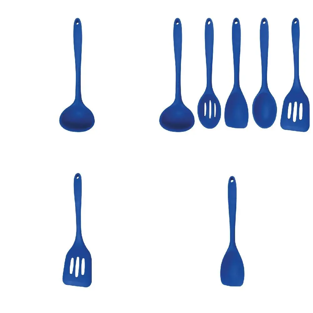 

Stunning Durable, Non-Sticky Blue 5-Piece Silicone Cooking Utensils Set - Perfect for All Kitchen Needs - Heat-Resistant Design.