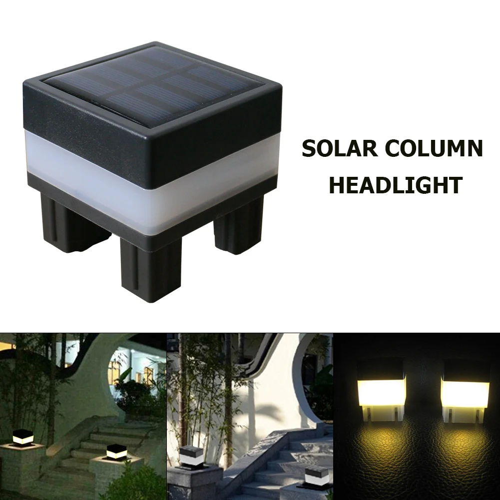 Solar Powered LED Square Fence Light White Warm Lamp Outdoor Lighting Control Post Cap Aluminum Waterproof Pillar Garden Decor