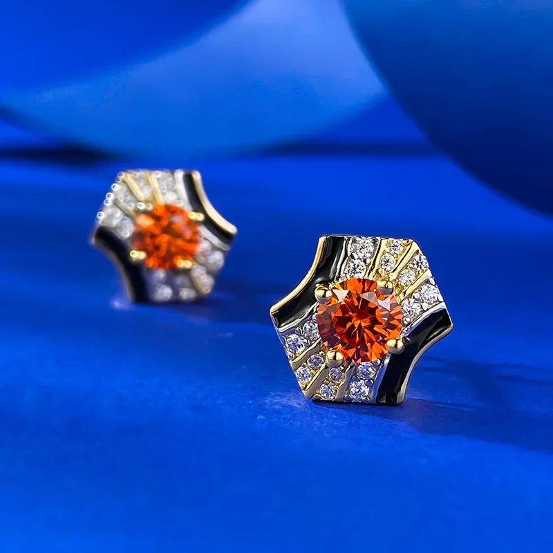 Фото Серьги Xiaohongshu из серебра 925 пробы с позолотой 50, розовые, антикварные, оранжевые, Fanta, простые, модные и универсальные №3