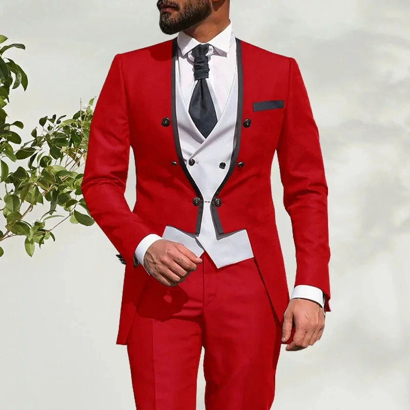 

Fashion Style Men's Business Pantsuits 2 Pieces Office Blazer Jacket With Pants Slim Fitted Coat Tailor Made