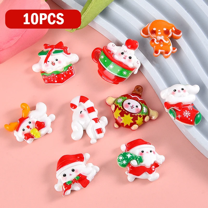 

10PCS Cartoon Cute Mini Christmas Series Flat Back Resin Cabochons Scrapbooking DIY Jewelry Craft Decoration Accessories