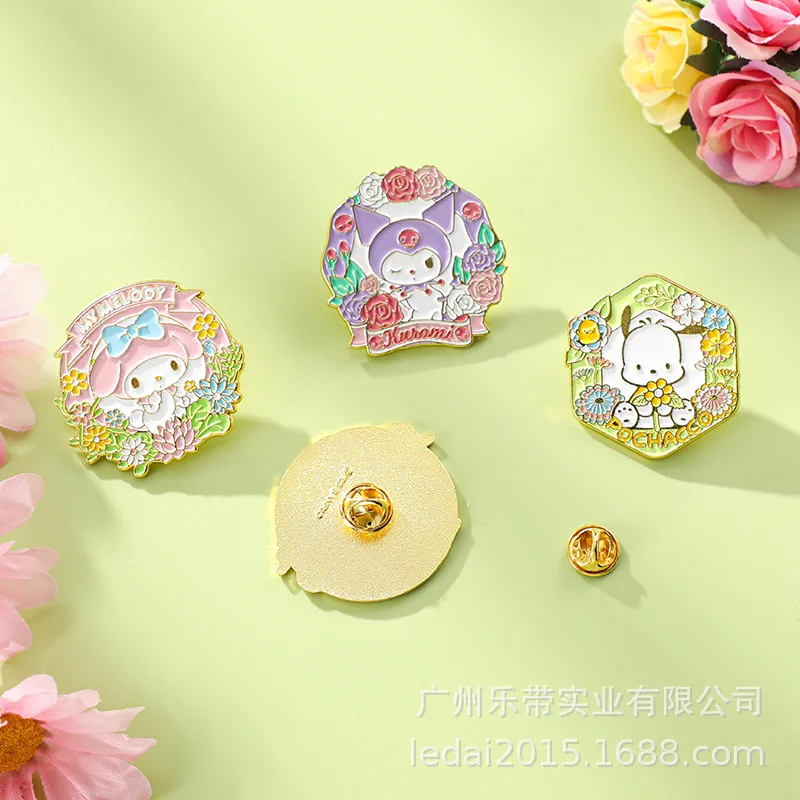 

Sanrio Lapel Pins Spring Series Kawaii Kuromi My Melody Metal Enamel Badges for Backpack Accessories Cartoon Anime Brooches Gift
