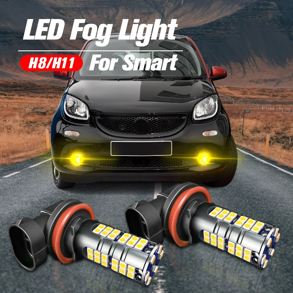 

2pcs LED Front Fog Light Blub H8 H16 Lamp Canbus No Error For Smart Forfour MK1 454 2004-2006 Forfour MK2 453 2015-2019