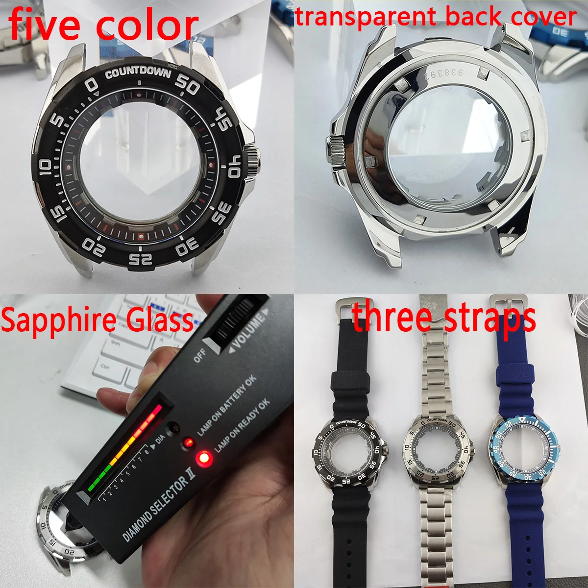 

44mm nh35 watch case Sapphire glass SEIKO 5 s dial SRPB79J1 SUB watch for NH36 NH35 Movement stainless steel Watch accessories 5
