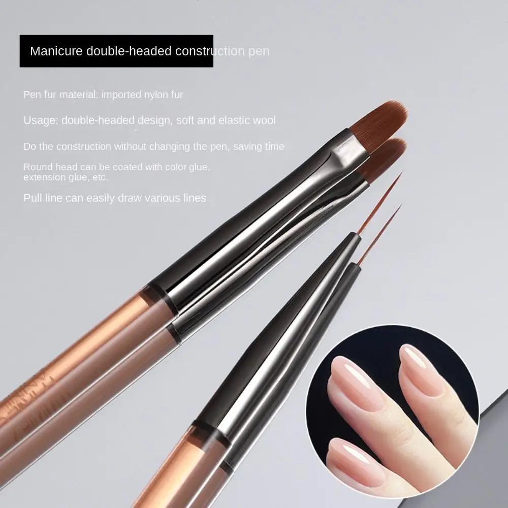 

1Pc Double Head Nail Art UV Gel Extension Brushes Painting Tools French Stripe Drawing Liner Pen Manicure Accessoires