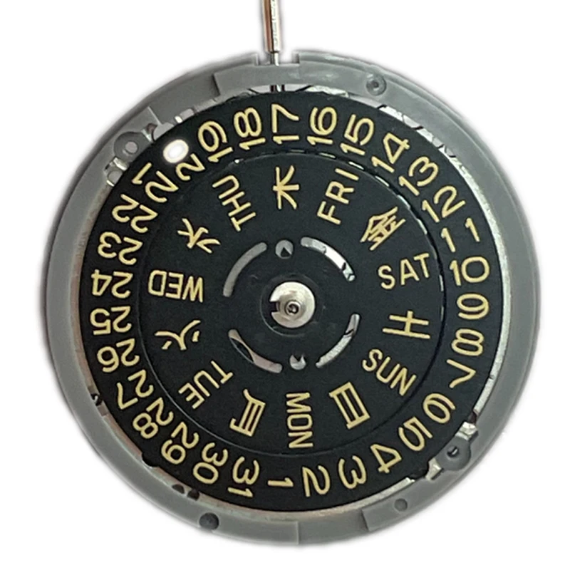 Japan 24 Jewels Black NH36A Automatic Mechanical Movement Crown at 3/3.8 Gold Text Mechanism for Watch