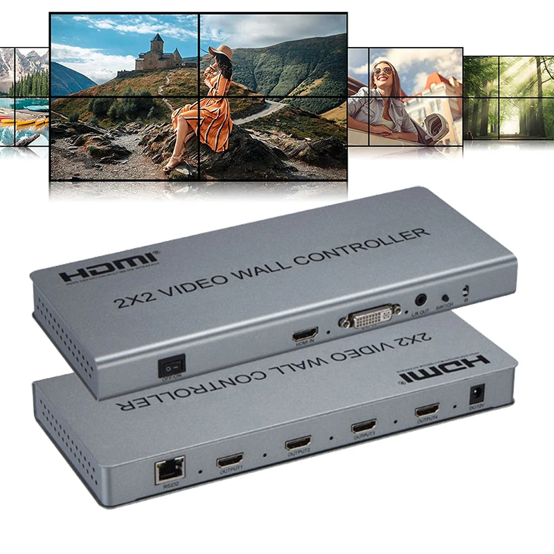 

Video Wall Controller 2x2 4K 30Hz Processor 4 Channel TV Screen Stitching Processor Splicer 2x1 3x1 1x3 1x2 4x1 1x4 180 Degree