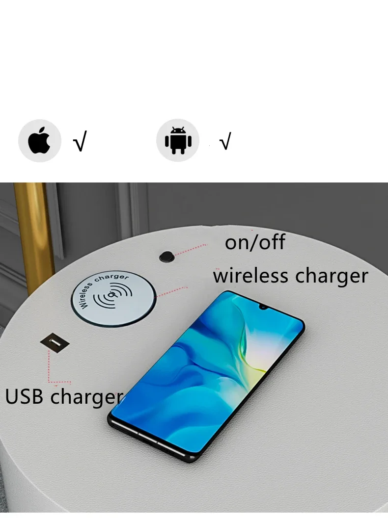 Новинка 2023 современное светодиодное беспроводное зарядное устройство USB золотой