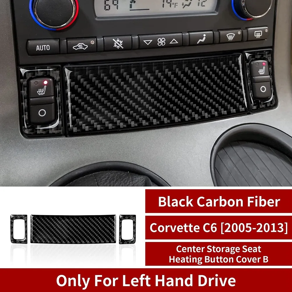 

Carbon Fiber Seat Heating Panel Storage Button Cover Trim Sticker Decal for Chevrolet Corvette C6 2005 2006 2007