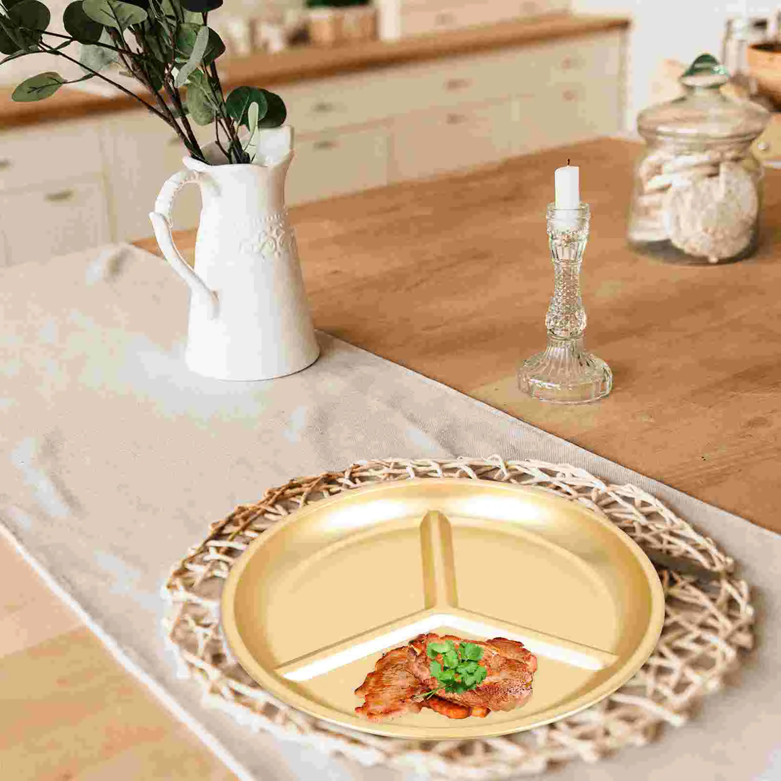 Поднос для столовых приборов трехсекционная сервировочная тарелка желтый