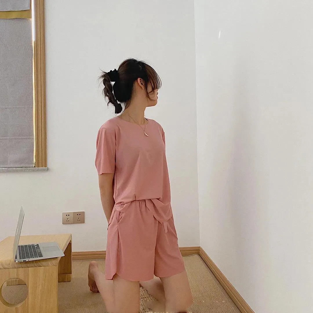 Female Home Clothes 2 Pc 1Set Tops+shorts Lady Home Suit Summer Women Lounge Wear Autumn Loose Homewear Suit for Women Pajamas