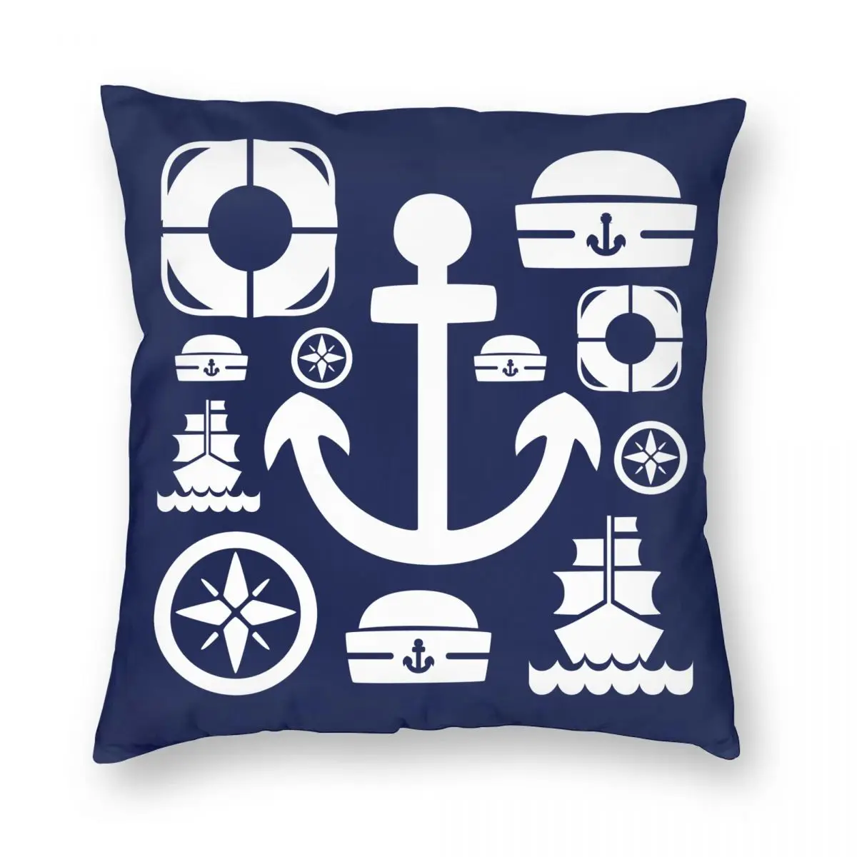 

Navy Sailor Element Pillowcase Cushion Cover Decorations Compass Anchor Blue Throw Pillow Case Cover Living Room Zipper 40X40cm
