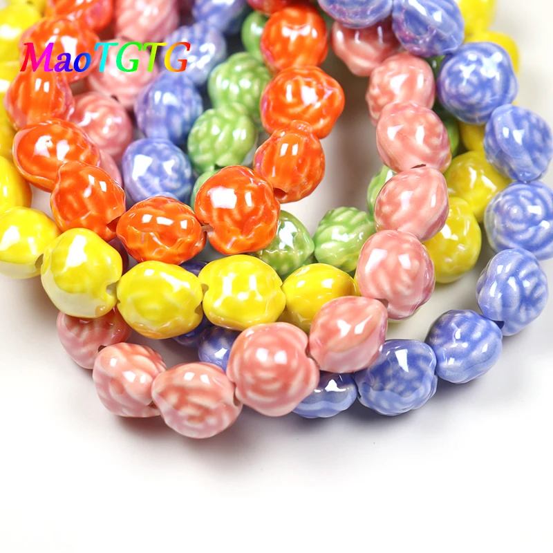 

Rose Shape Ceramic Beads For Jewelry Making Necklace Bracelet 10x12mm Multicolored Porcelain Flower Beads Wholesale