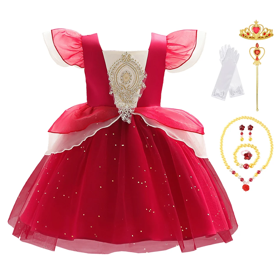 

New Girls Wedding Tutu Dress Kids 2-10 Years Sequin Lace Tulle Princess Children Elegant Party Evening Formal Prom Gown Clothes