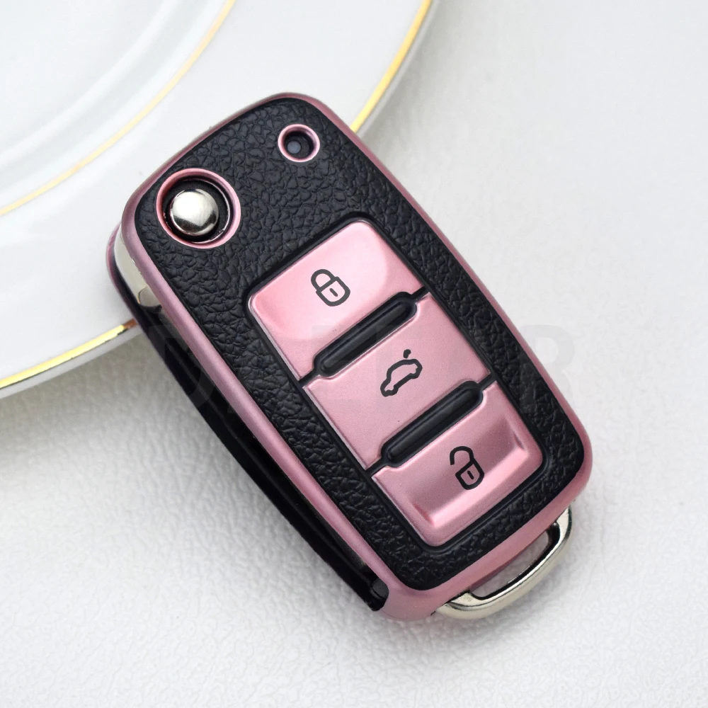 

Для VW Volkswagen Polo Tiguan Passat B5 B6 B7 Golf 4 5 6 MK6 Jetta Lavida для Skoda Octavia Кожаный чехол для ключей из ТПУ