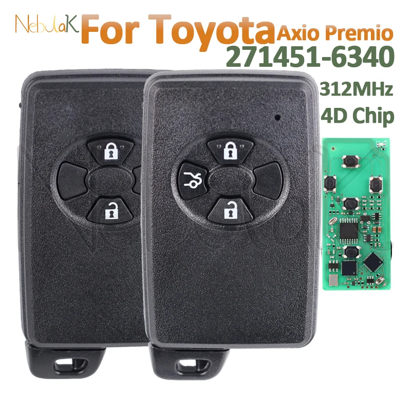 Удаленный смарт-ключ 271451 -6340 для Toyota Axio Premio 4D чип 312 МГц автомобильный брелок