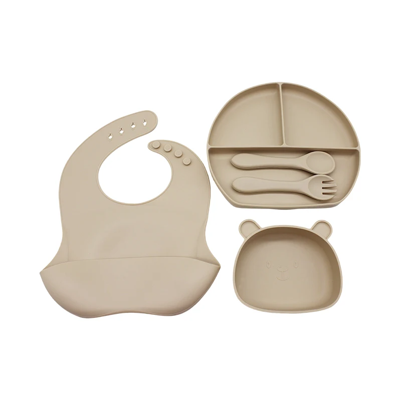 Силиконовая тренировочная тарелка для детей набор подносов еды с нагрудником