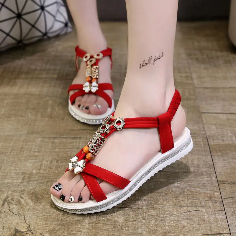

Women's Sandals Casual Elastic Band Female Summer Bohemia Platform Shoes Gladiator Rome Woman Beach Shoes