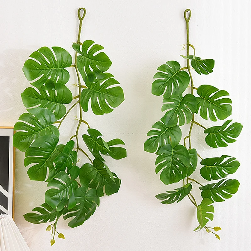 

70cm Artificial Hanging Plants Fake Monstera Tropical Leaves Wall Plastic Plants Vine Foliage for Home Garden Wedding Decor