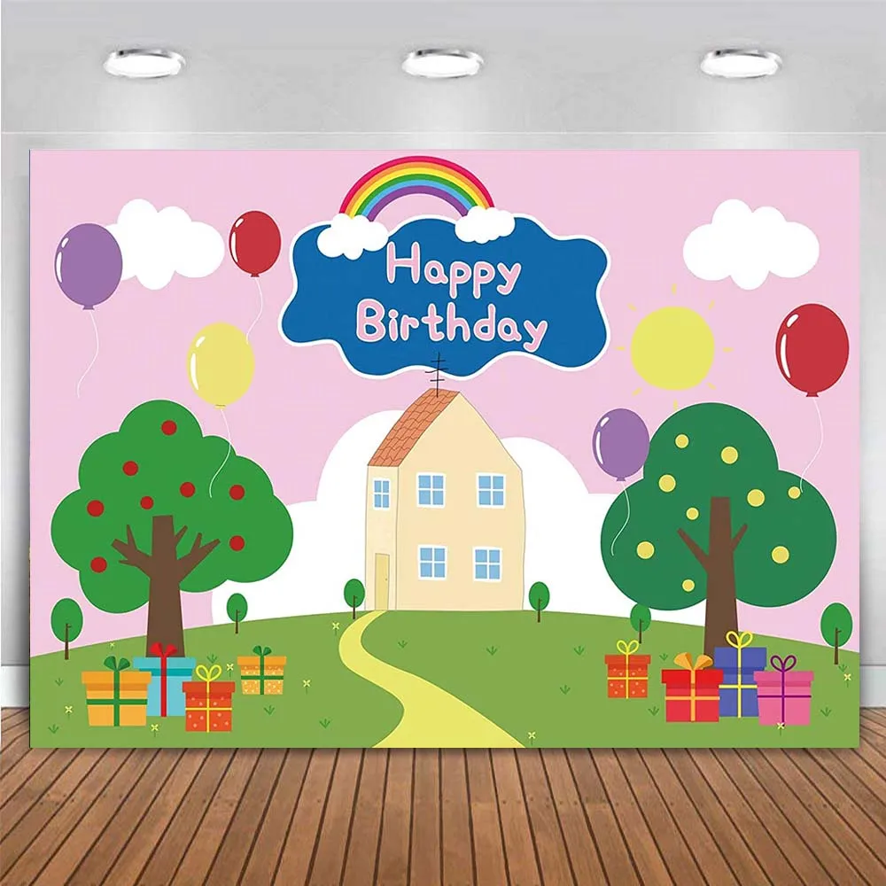 

Customized Birthday Backdrop Cartoon Pink Blue First Second Third Girls Boys Kids 1st 2nd 3rd 4th 5th Toddler Party Banner Photo