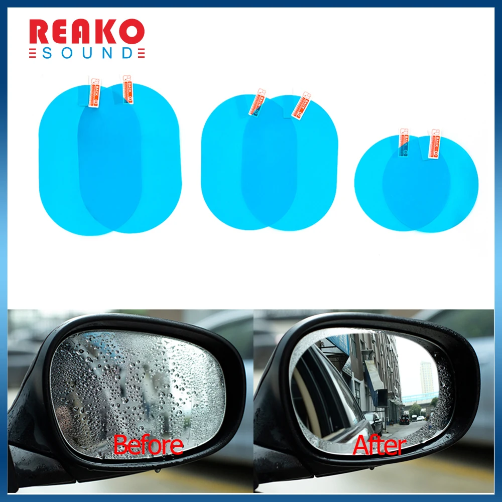 

REAKOSOUND Anti Fog Car Sticker Car Mirror Window Clear Film Car Rearview Mirror Protective Film Waterproof 2 Pcs/Set