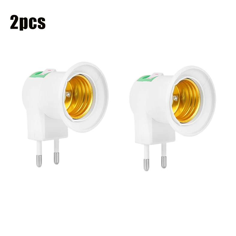 

2PCS Practical White E27 LED Light Socket To EU Plug Holder Adapter Converter ON/OFF For Bulb Lampch 220V Household Lamp Bases