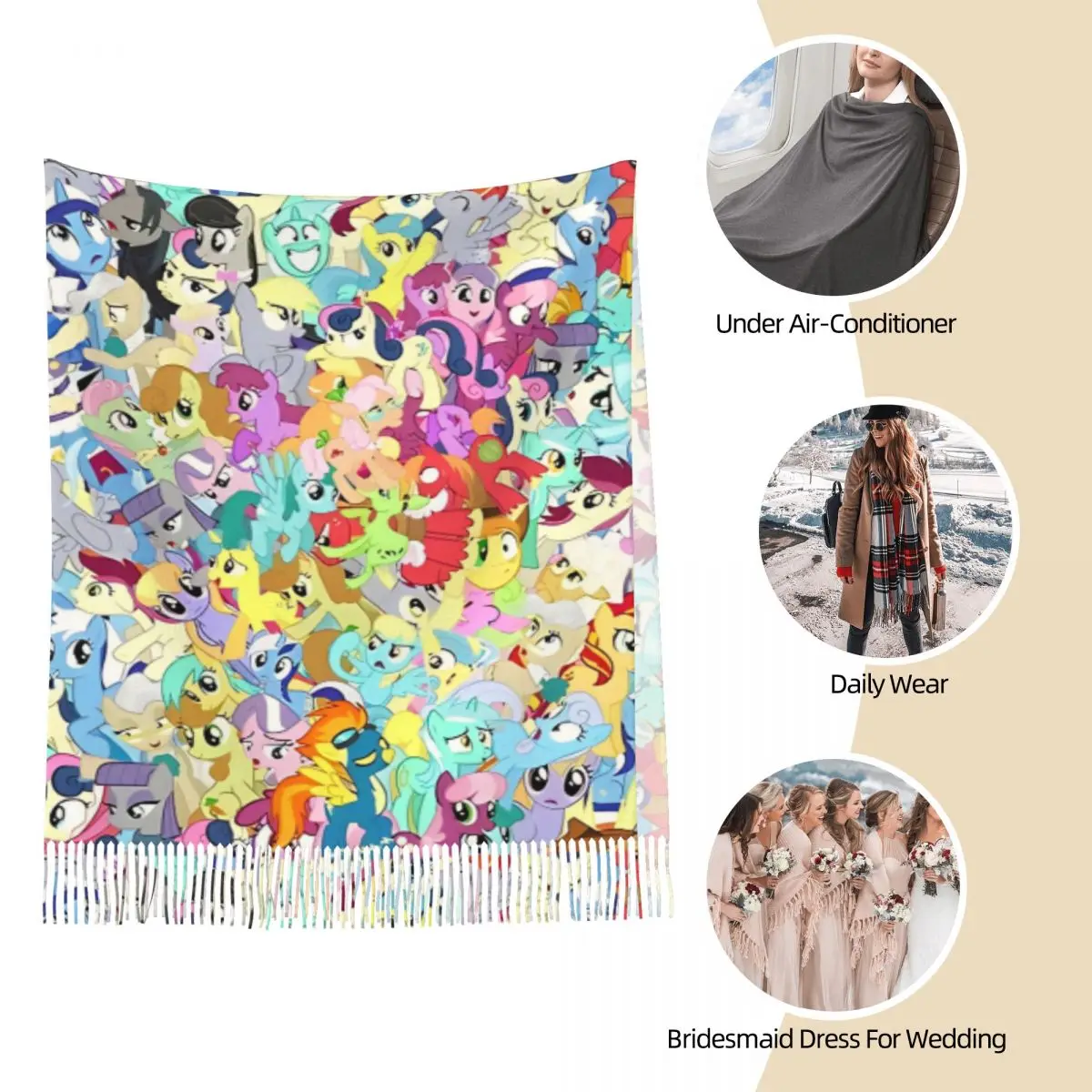 My Little Pony Background Mess Шарф для женщин осень-зима шаль накидка длинные шарфы с