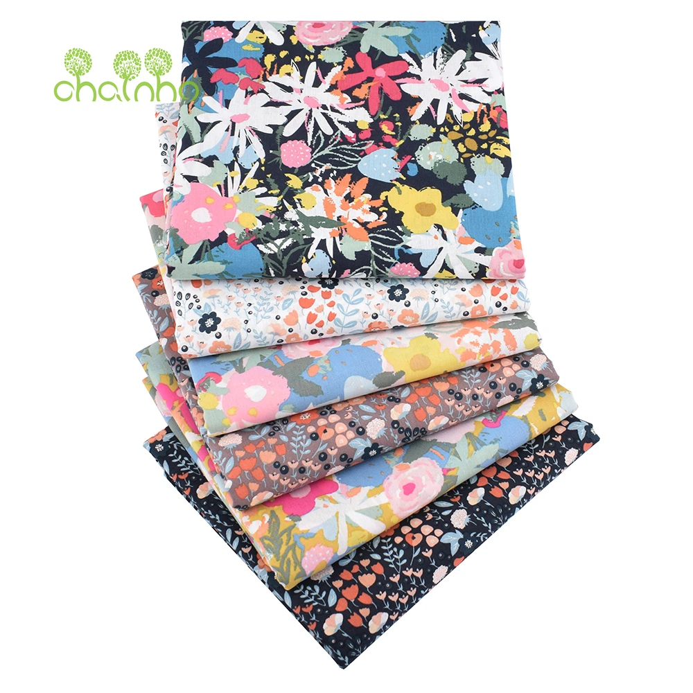 

Chainho,Newest Flower Printed Plain Cotton Fabric,Poplin Material For DIY Sewing & Quilting Baby Children's Shirt,Skirts,Dresses