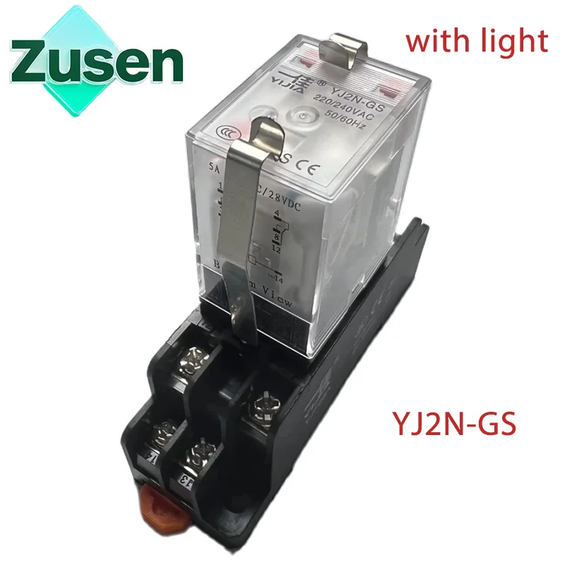 

Zusen YJ2N-GS AC 220V DC 12V 24V 5A катушка, маленькое промежуточное реле низкой мощности, 2 группы из 8 контактов с подсветкой