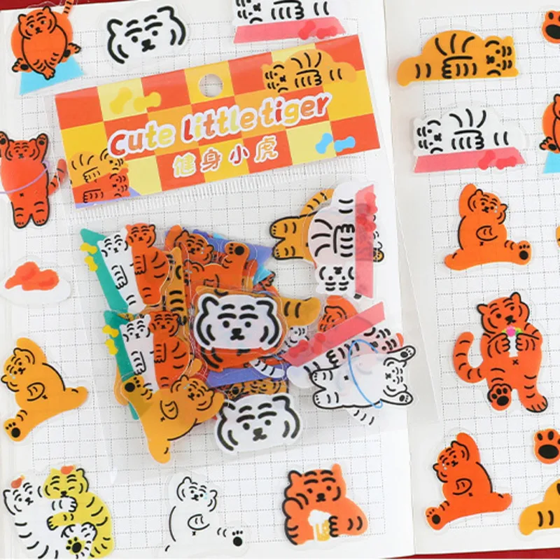 

Ins Cartoon Tiger Cute Stickers Bag Kawaii Creative Hand Account Water Cup Mobile Phone Stationery DIY Decorative Sticker PVC