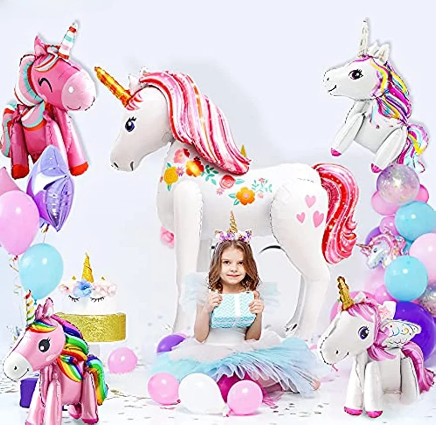 

3D Horse Large Unicorn Assemble Large Three-dimensional Balloon Gift Animal Balloons Girls Birthday Theme Party Decor