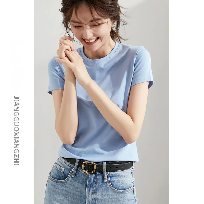 Женская белая футболка с коротким рукавом однотонная внутренняя одежда чистый