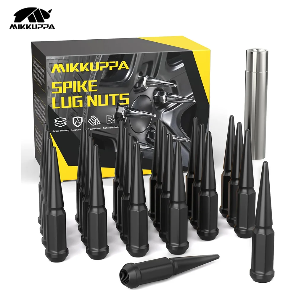 

MIKKUPPA 24 шт. M14 × 1,5 колесные гайки с шипами, конусное/коническое выпуклое сиденье, черные закрытые концевые гайки с 1 головкой