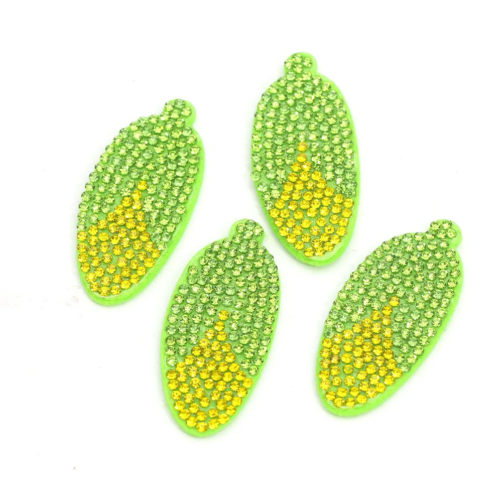 10 штук нашивок с кукурузой для одежды 21*41 мм, украшенных стразами на одежде/платье/футболке, аксессуар для шитья для изготовления заколки для волос.