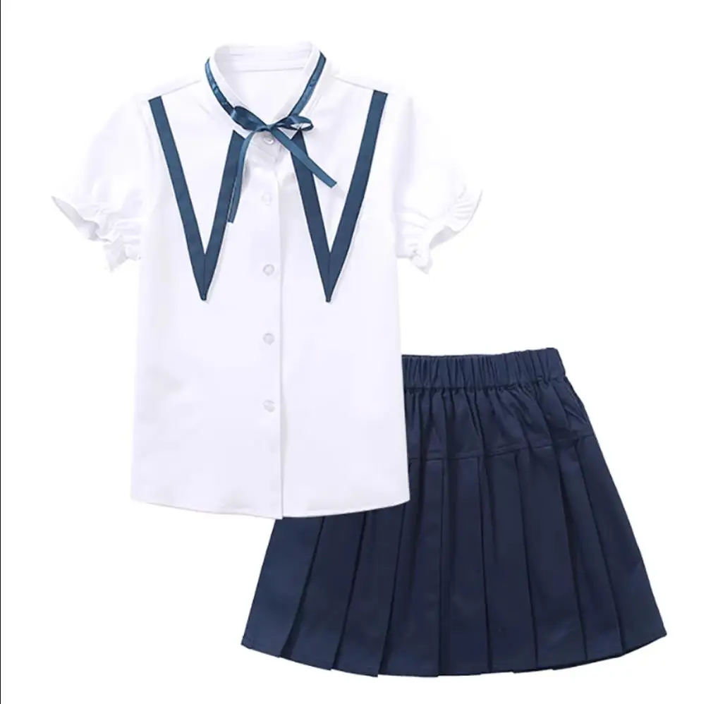

Children British style School Uniform For Kids Clothing Sets Teenager Girls Student Boys Choir Costumes Shirt + Skirt Set