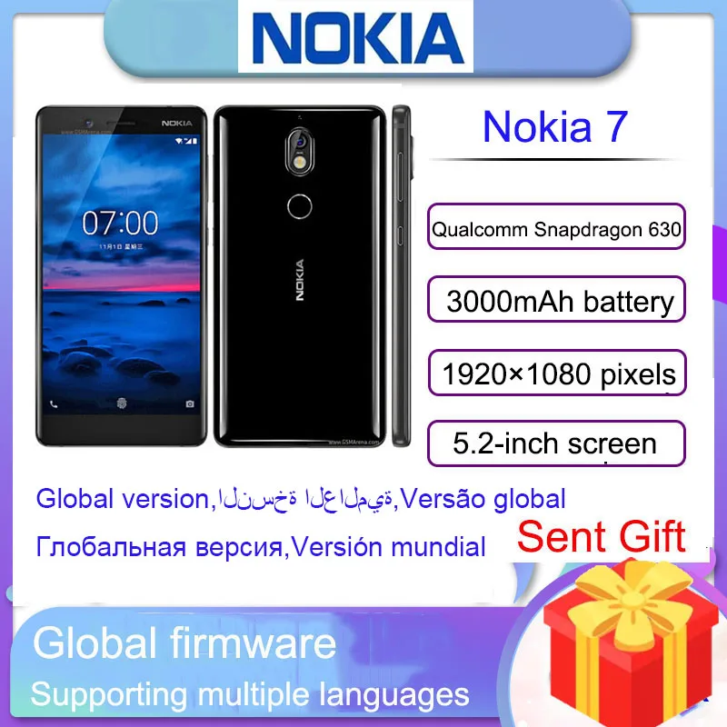 Смартфон Nokia 7 NFC Snapdragon 630 5 2 дюйма 4 + 64 ГБ 16 МП Android |