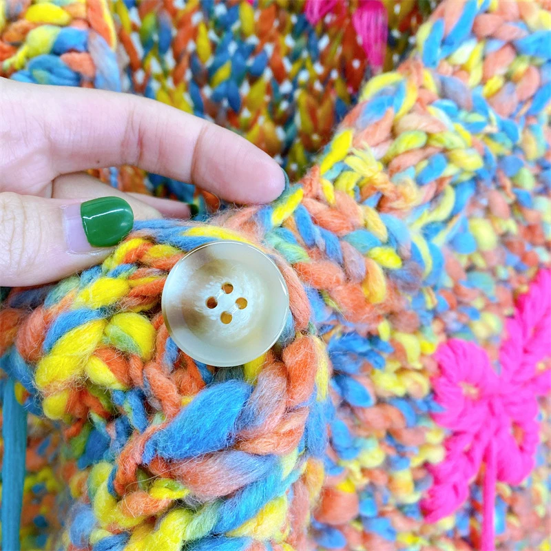 Женский яркий кардиган ручной работы Вязаный топ на зиму новинка 2023 года в Y2k