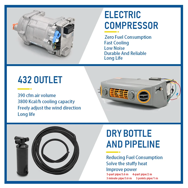 Универсальный электрический компрессор автомобильный кондиционер 12 В/24 В