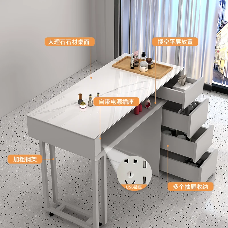 Кремовый Маникюрный Стол и стул набор японский одинарный двойной маникюрный для